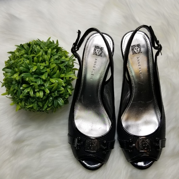 Anne Klein Black with Silver Emblem High Heels - Picture 1 of 4